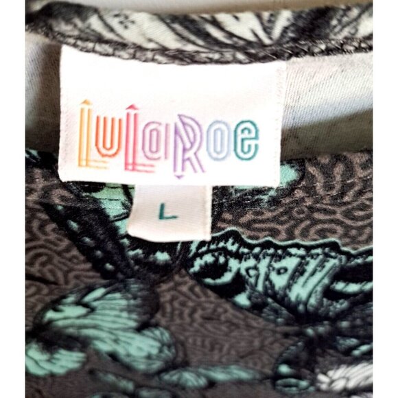 LuLaRoe Women's L Multicolor Butterfly Print Short Sleeve Scoop Neck Tunic - Picture 2 of 6